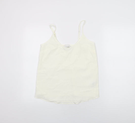 Topshop Womens White Polyester Camisole T-Shirt Size 6 Round Neck
