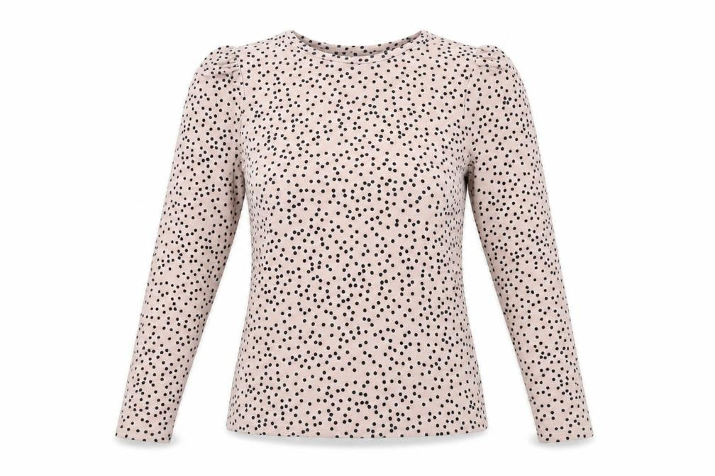 Warehouse Womens Pink Polka Dot Polyester Basic T-Shirt Size 10 Round Neck