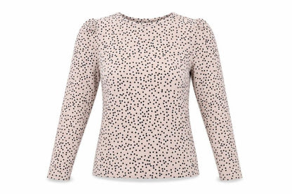 Warehouse Womens Pink Polka Dot Polyester Basic T-Shirt Size 10 Round Neck