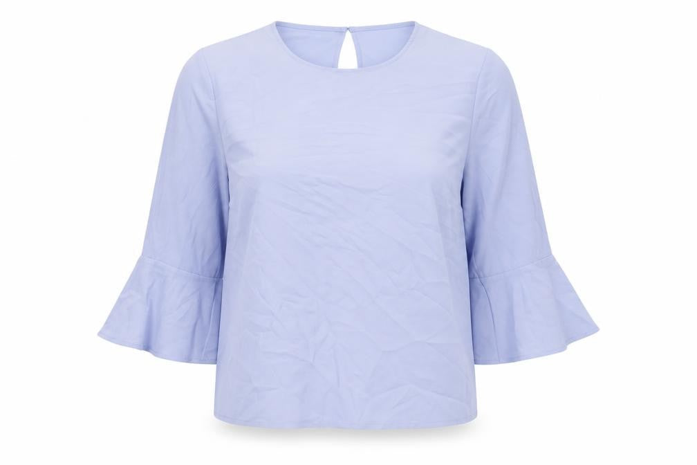 Warehouse Womens Blue Polyester Basic Blouse Size 10 Round Neck