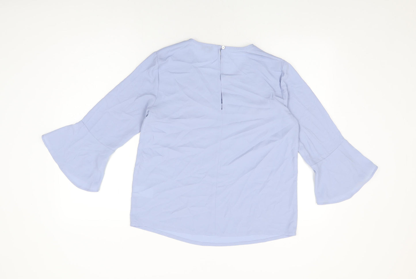 Warehouse Womens Blue Polyester Basic Blouse Size 10 Round Neck
