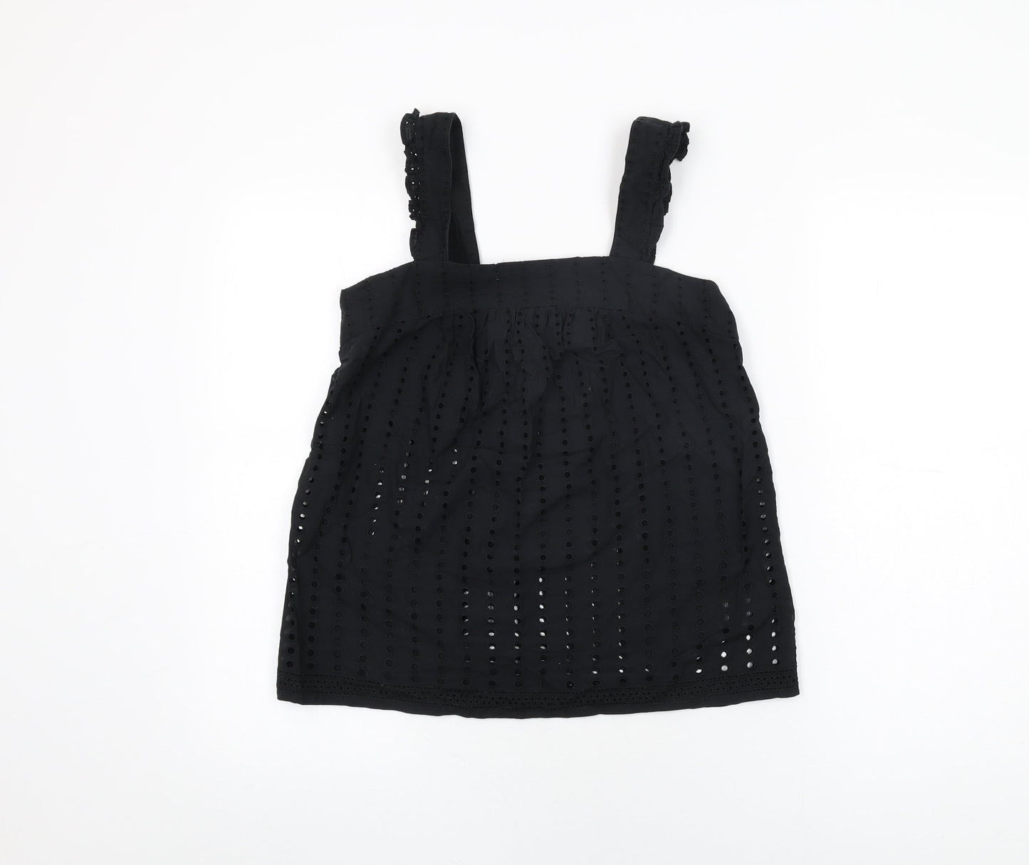 NEXT Womens Black Cotton Basic T-Shirt Size 6 Square Neck