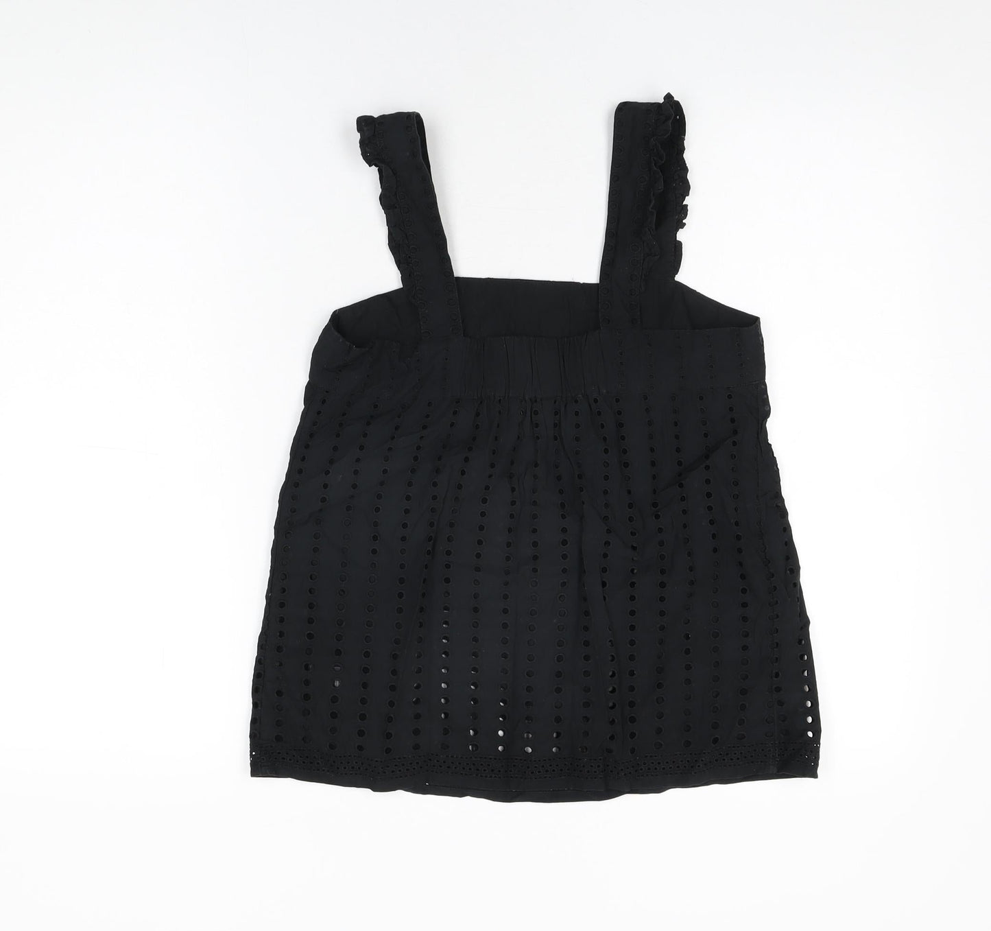 NEXT Womens Black Cotton Basic T-Shirt Size 6 Square Neck