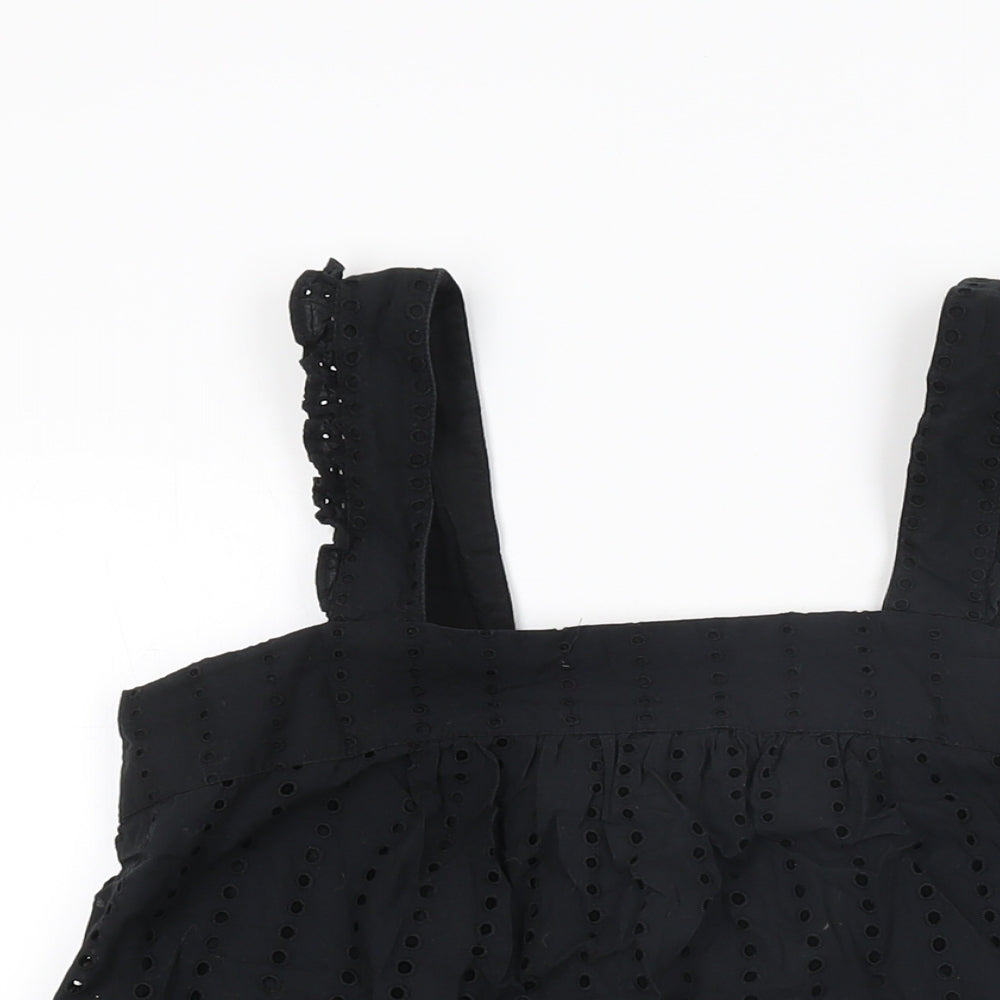 NEXT Womens Black Cotton Basic T-Shirt Size 6 Square Neck