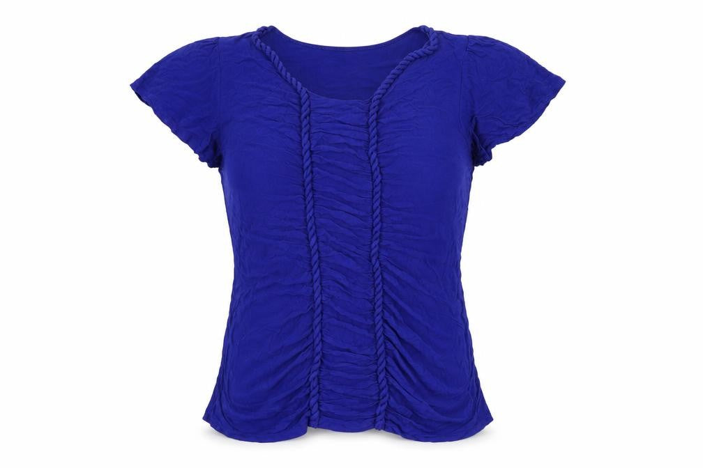 Cable & Gauge Womens Blue Viscose Basic T-Shirt Size L Round Neck