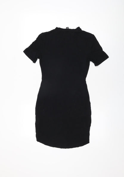 Back view of Missguided women’s black viscose bodycon, size UK 8, round neck pullover