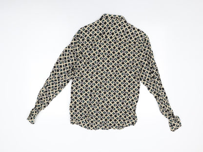 River Island Womens Green Geometric Viscose Basic Button-Up Size S Collared