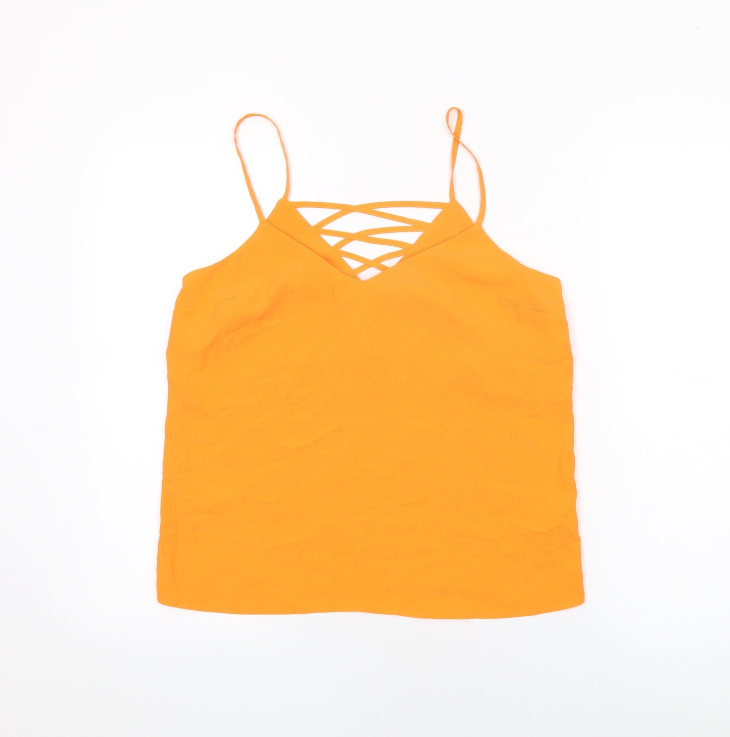 New Look Womens Orange Polyester Camisole T-Shirt Size 8 V-Neck