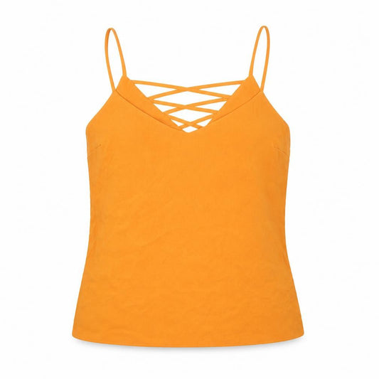 New Look Womens Orange Polyester Camisole T-Shirt Size 8 V-Neck