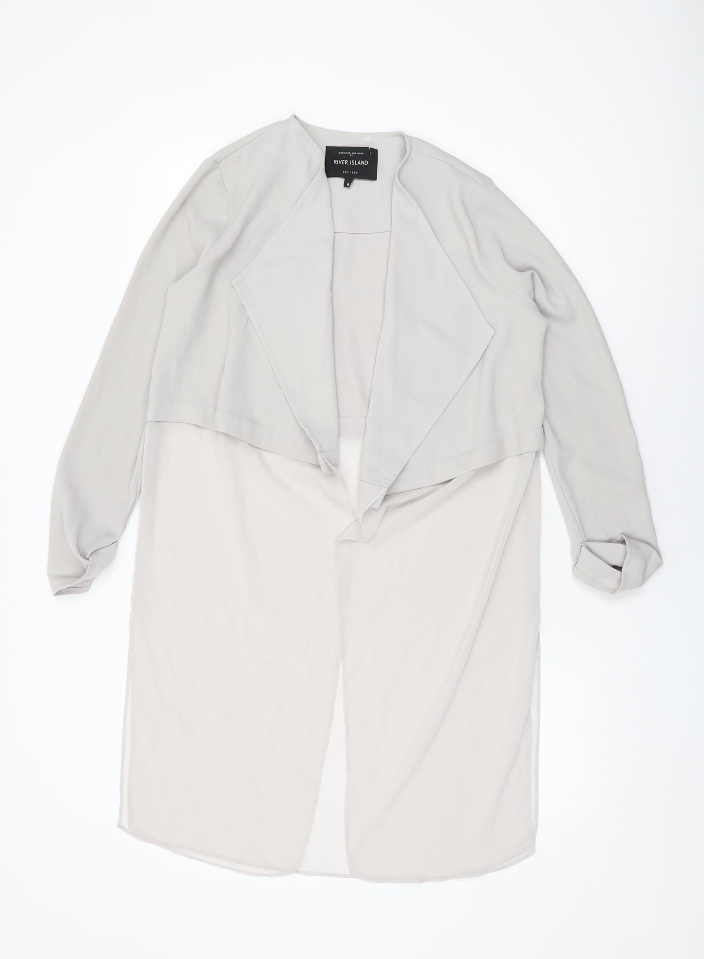 River Island Womens Grey Jacket Size 8 - Waterfall Design