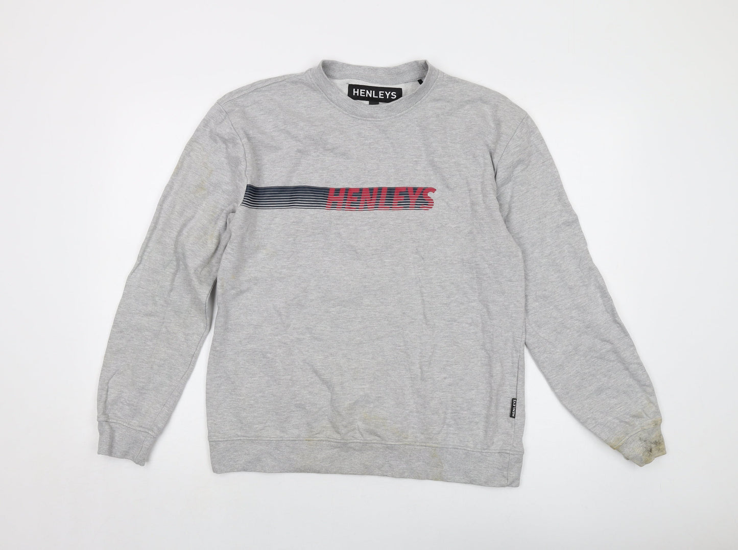 Henleys Mens Grey Cotton Pullover Sweatshirt Size S