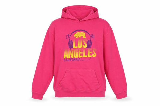 Los Angeles Womens Pink Cotton Pullover Hoodie Size XL Pullover
