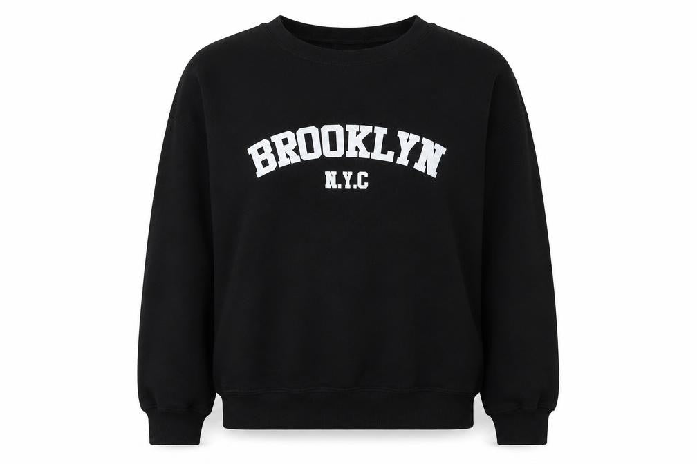 Brooklyn Womens Black Cotton Pullover Sweatshirt Size S Pullover