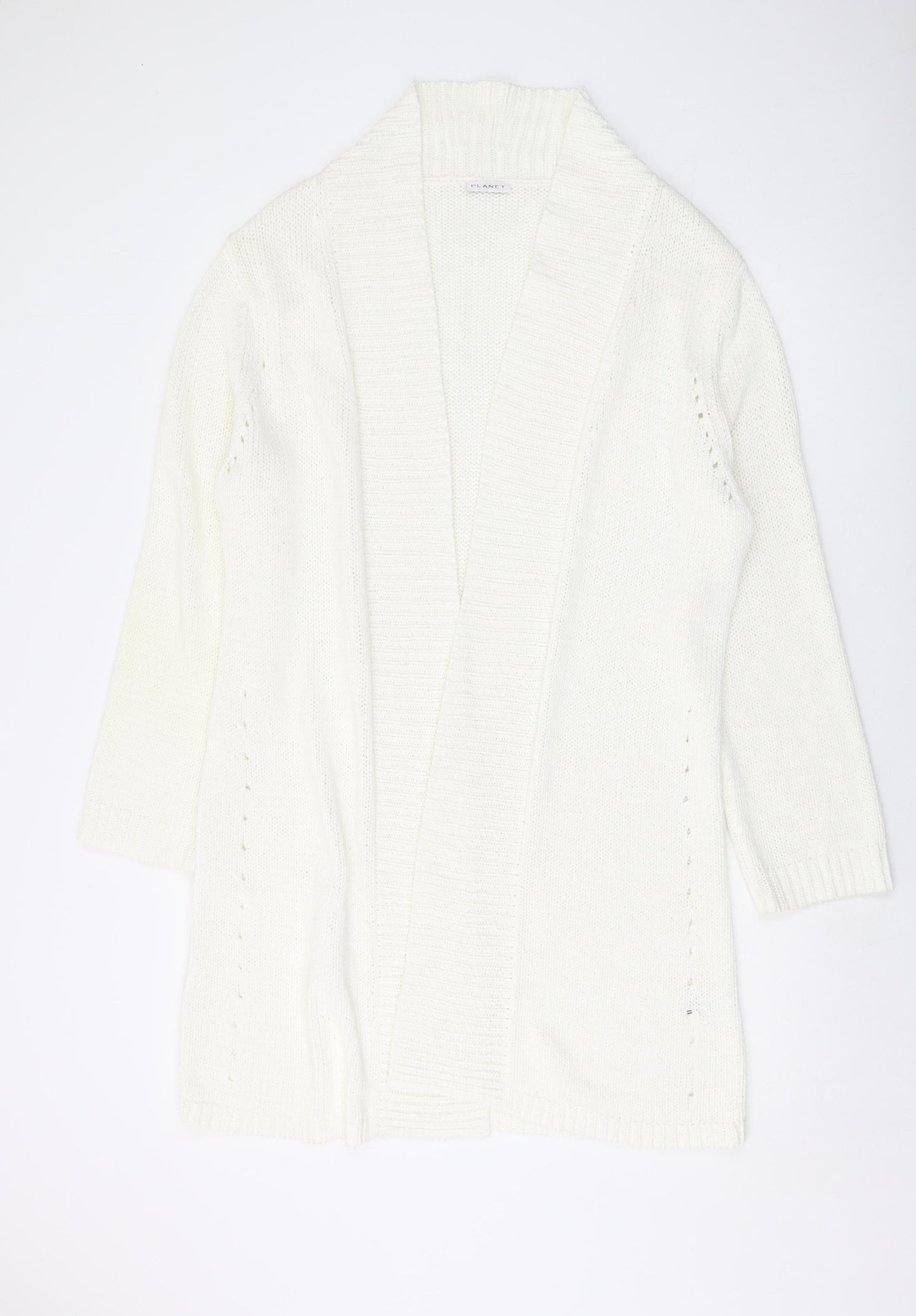 Planet Womens Ivory V-Neck Acrylic Cardigan Jumper Size XL