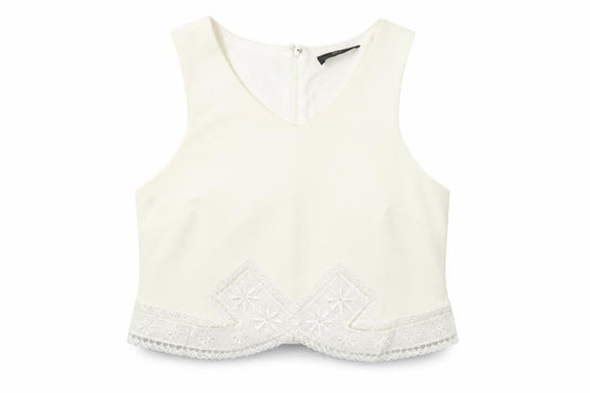 AX Paris Womens Ivory Polyester Basic Tank Size 14 V-Neck