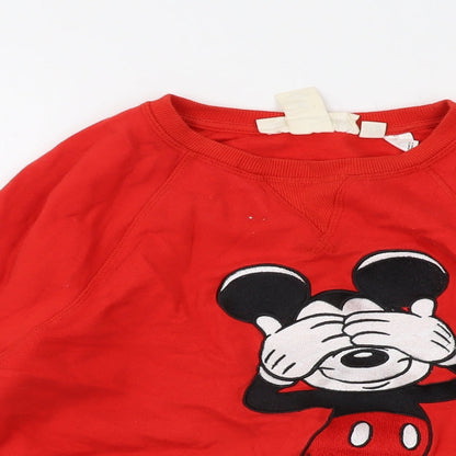 Preloved Disney Womens Red Cotton Pullover Sweatshirt Size S Pullover - Mickey Mouse - Detail