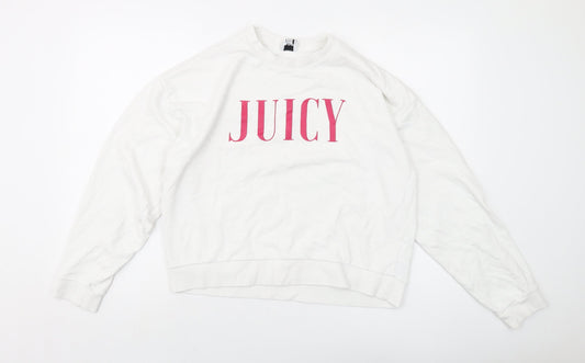 Juicy Couture Girls White Cotton Pullover Sweatshirt Size 14-15 Years Pullover