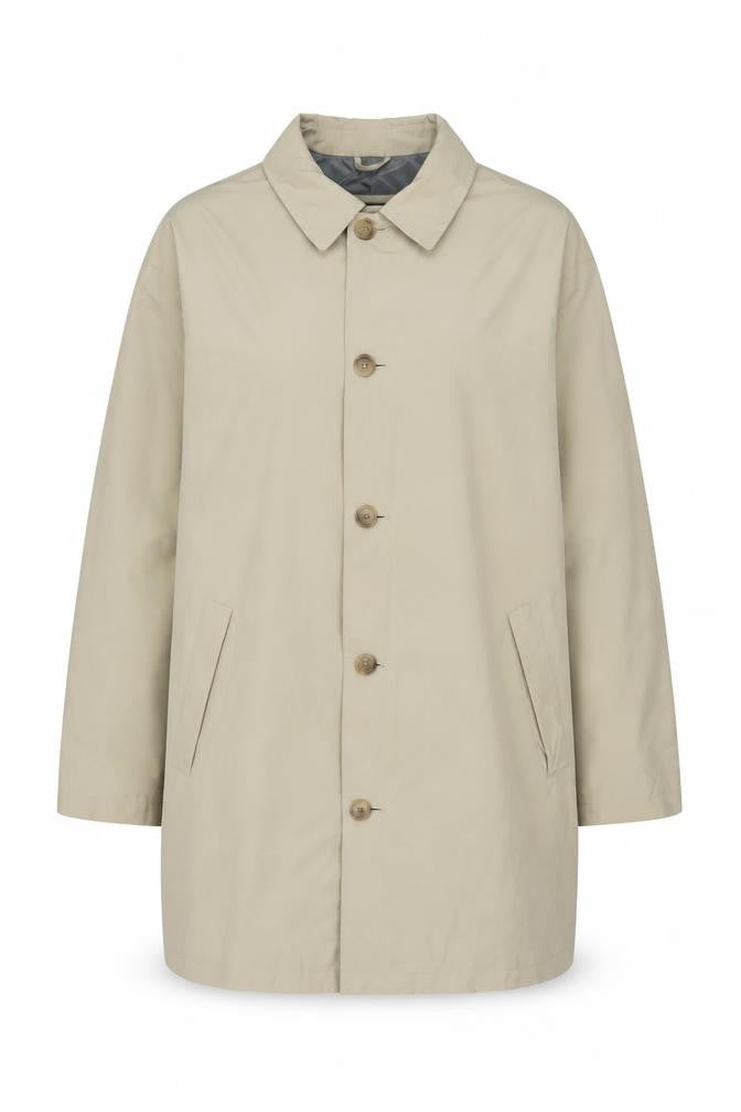 Landsend Womens Beige Overcoat Coat Size L Zip