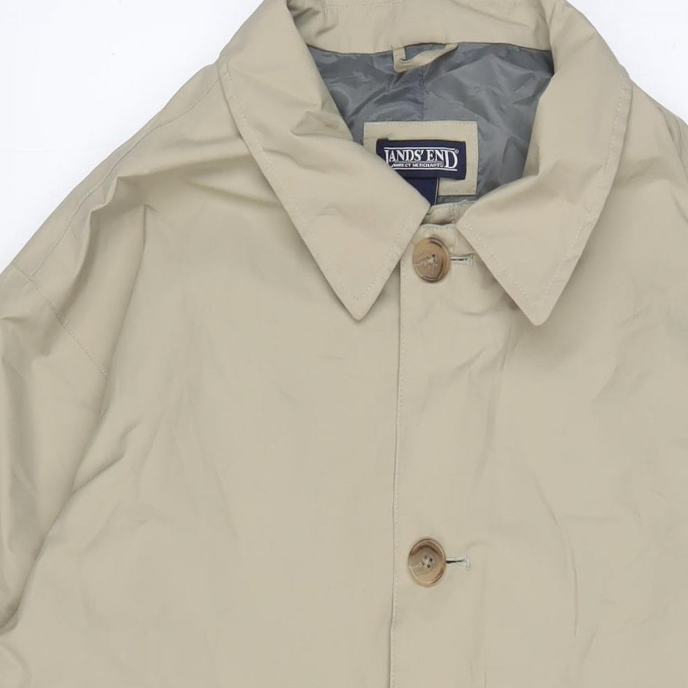 Landsend Womens Beige Overcoat Coat Size L Zip