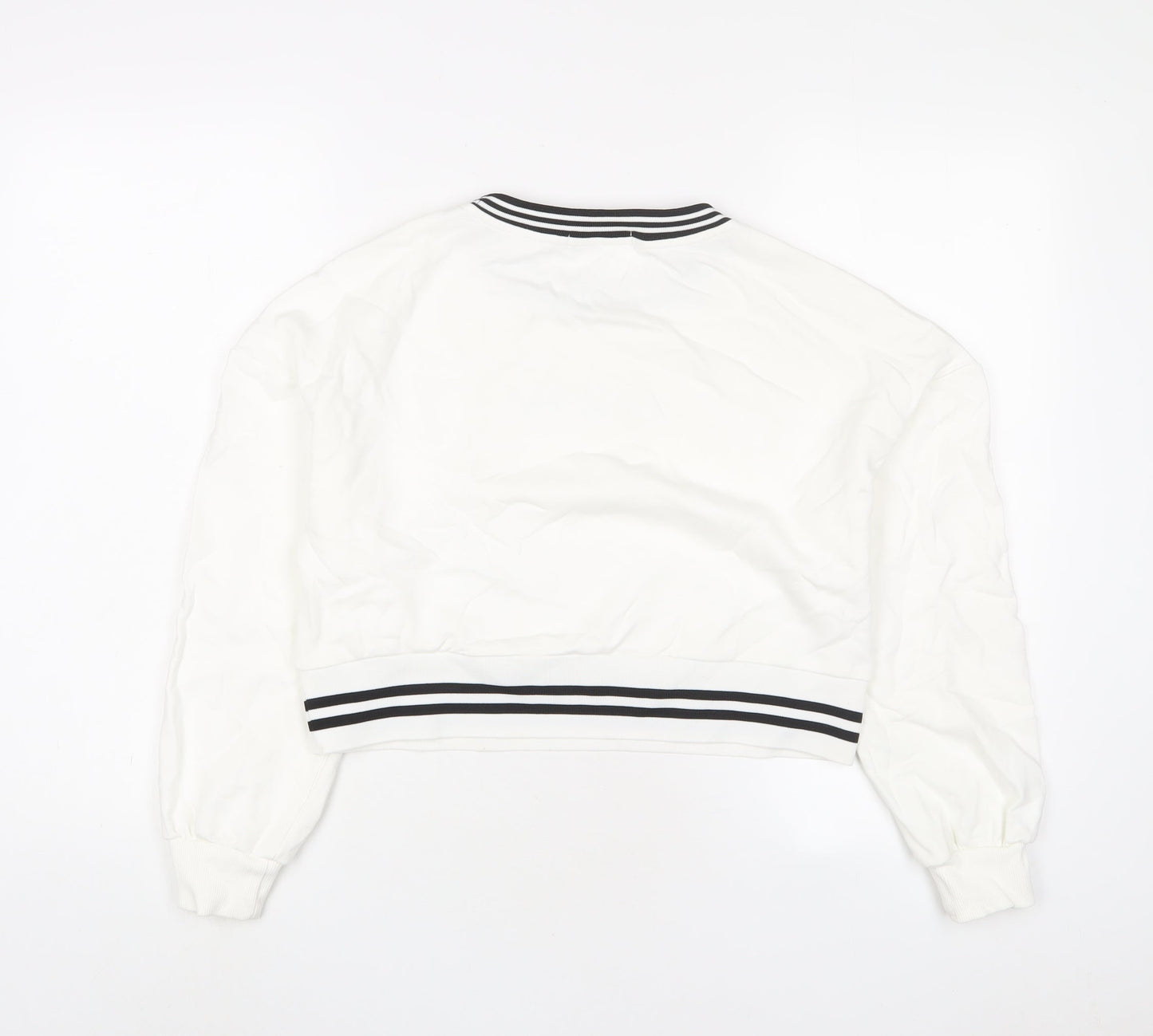 Mango Womens White Cotton Pullover Sweatshirt Size M Pullover - Single Soul