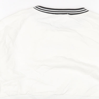 Mango Womens White Cotton Pullover Sweatshirt Size M Pullover - Single Soul