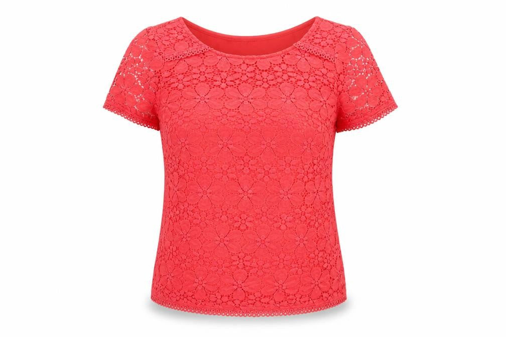 Oasis Womens Pink Polyamide Basic T-Shirt Size S Crew Neck