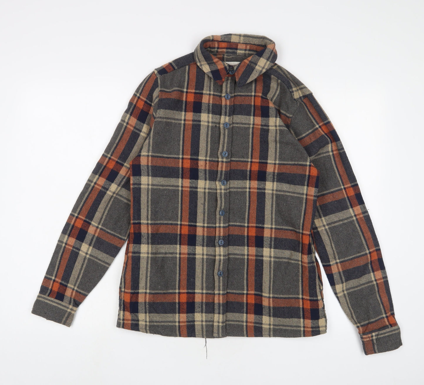 Native Youth Mens Multicoloured Plaid Cotton Button-Up Size S Collared Button