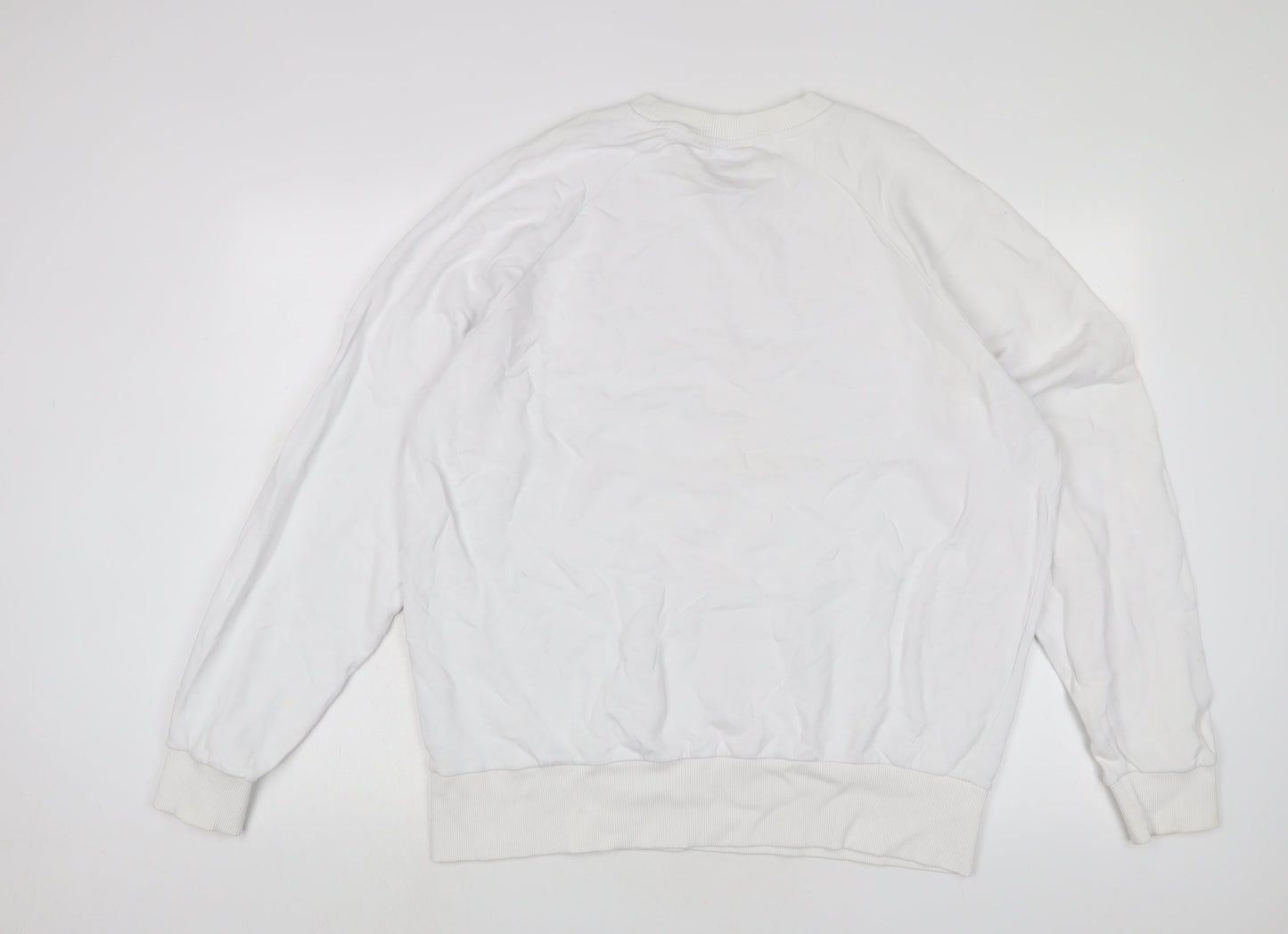 COLLUSION Womens White Cotton Pullover Sweatshirt Size 10 Pullover - Logo, Embroidered