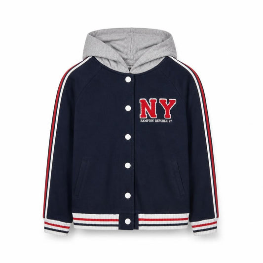 Hampton Republic Boys Blue Cotton Full Zip Hoodie Size 13 Years Snap - Logo, Embroidered