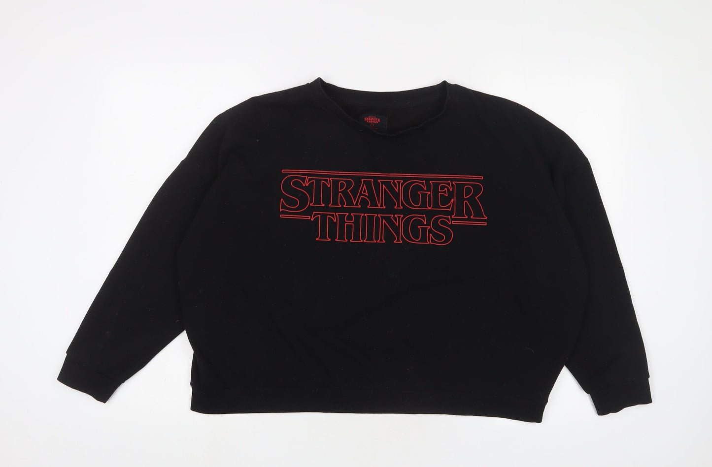 Stranger Things Womens Black Cotton Pullover Sweatshirt Size L Pullover