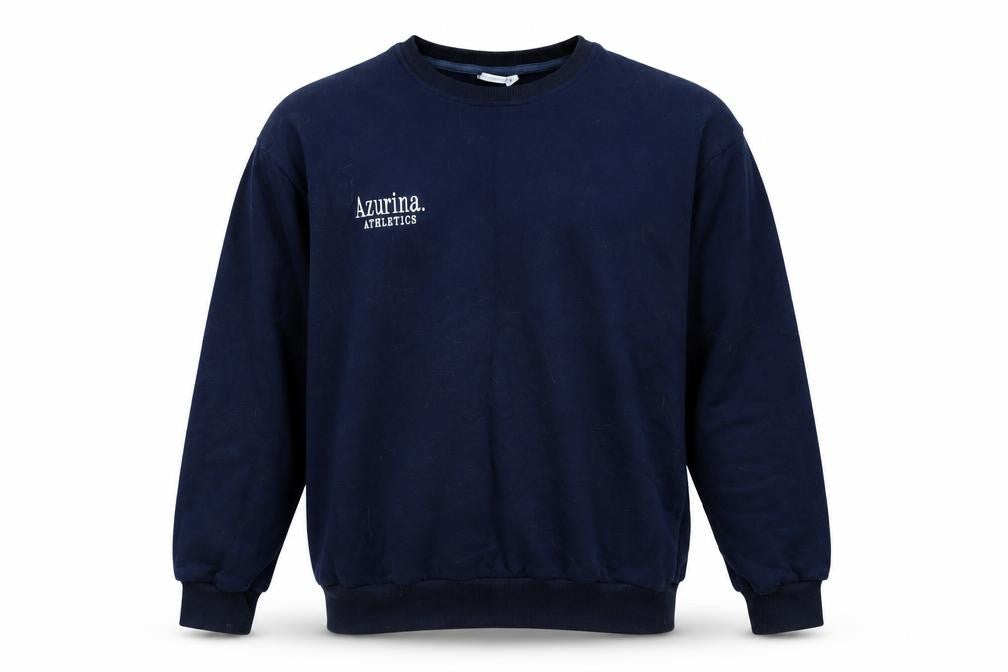 Azurina Athletics Mens Blue Polyester Pullover Sweatshirt Size L - Logo