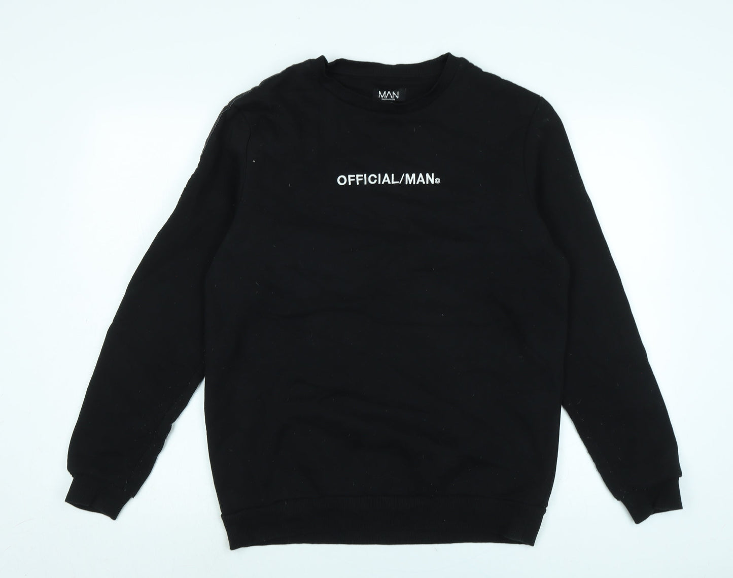 boohoo man Mens Black Polyester Pullover Sweatshirt Size M - Official Man
