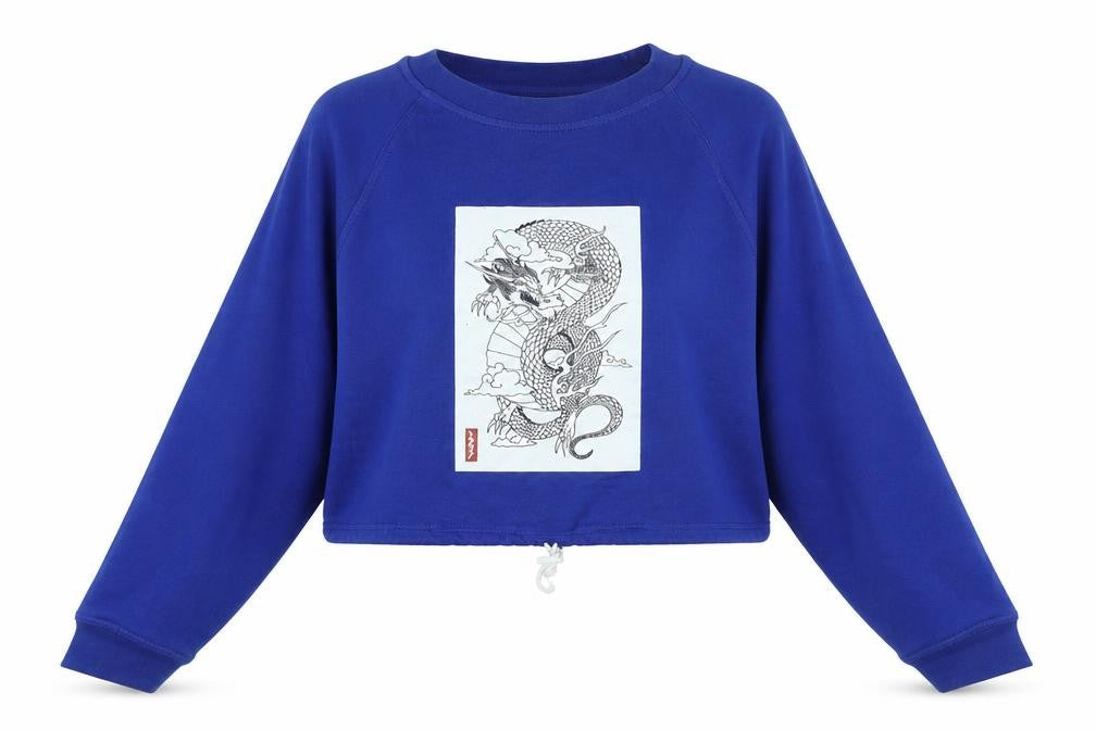 Blue Rinse Womens Blue Polyester Pullover Sweatshirt Size M - Logo