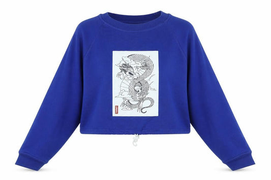 Blue Rinse Womens Blue Polyester Pullover Sweatshirt Size M - Logo