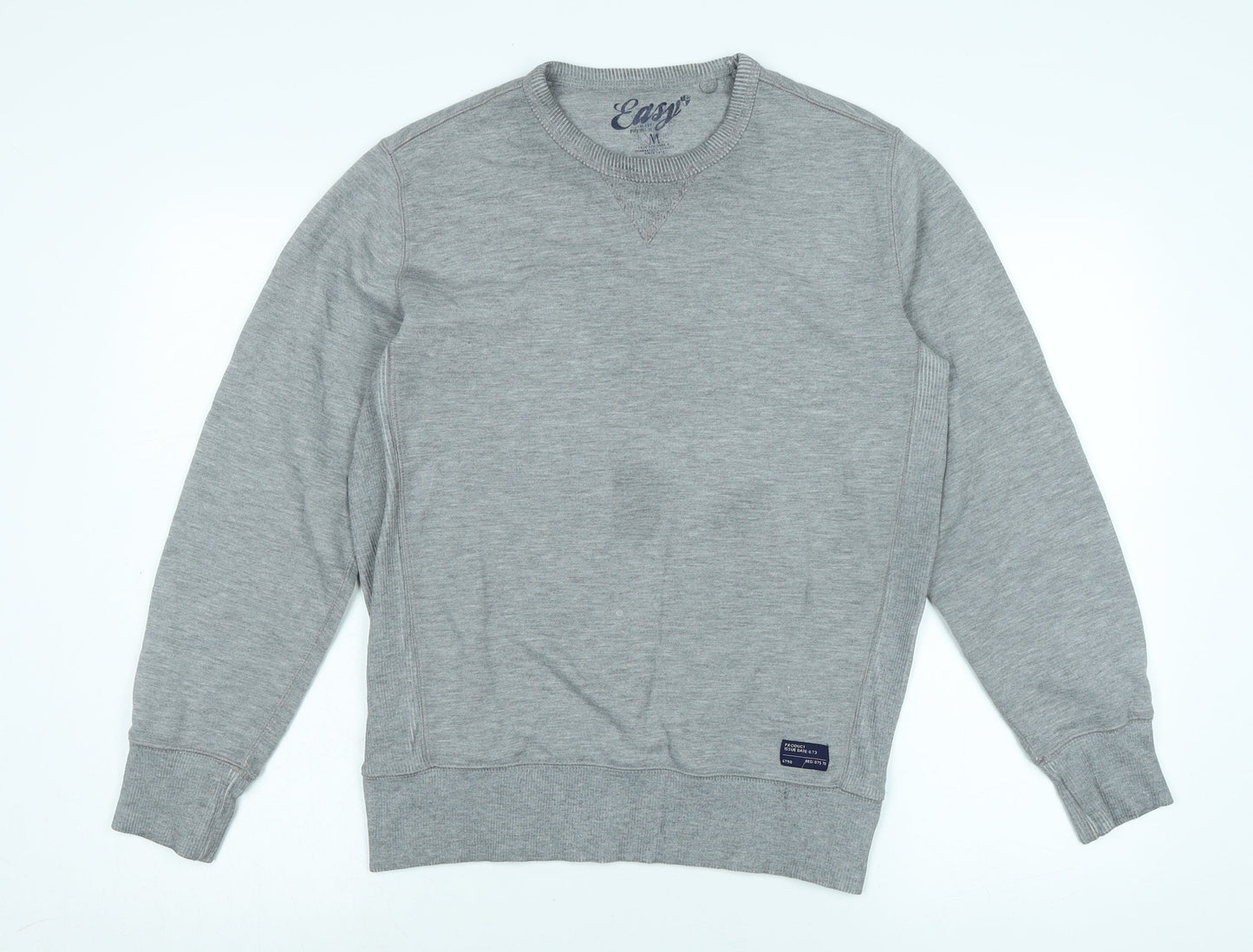 Easy Mens Grey Cotton Pullover Sweatshirt Size M - Logo