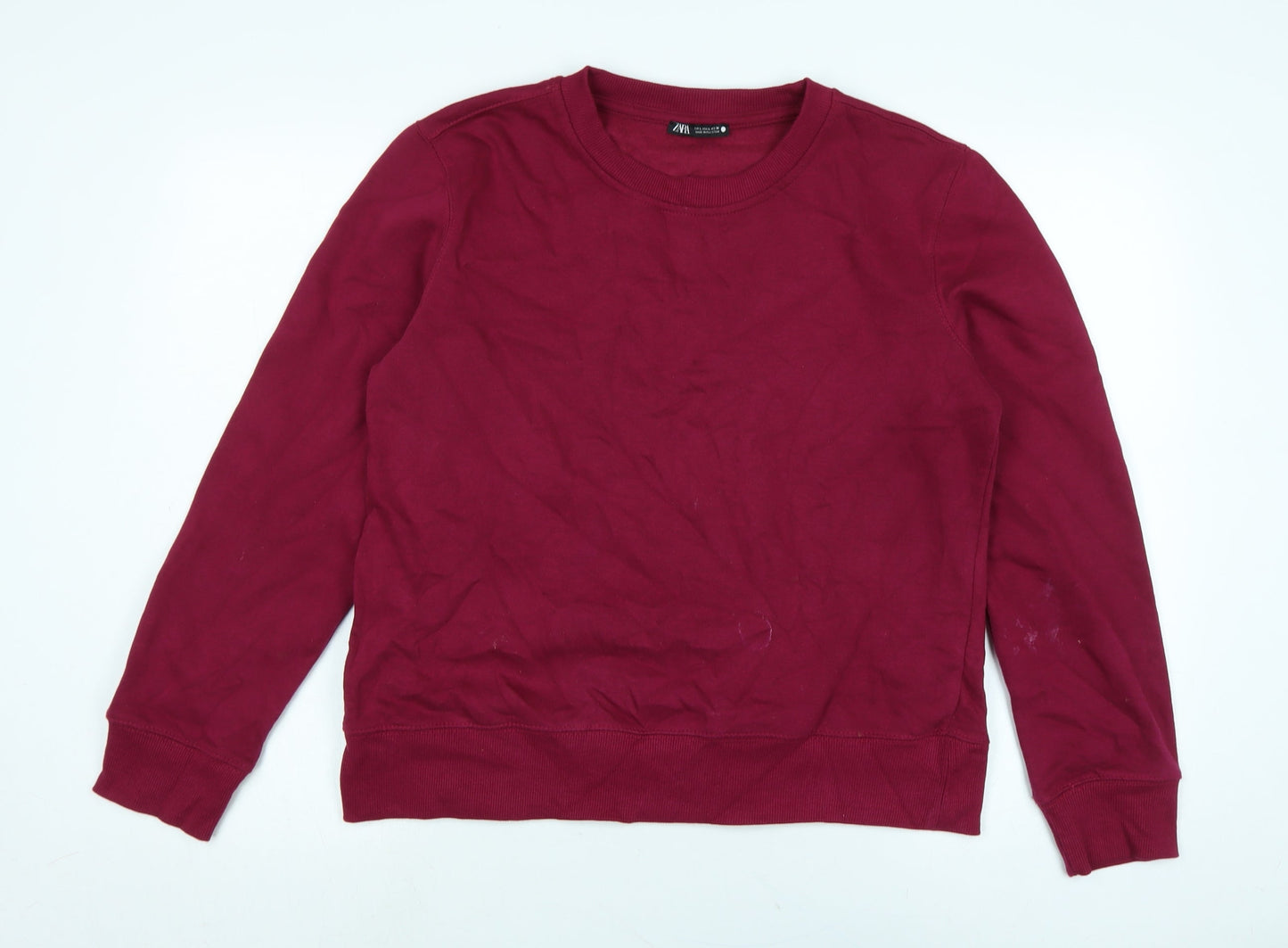 Zara Womens Purple Polyester Pullover Sweatshirt Size L - Logo