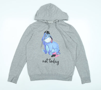 Preloved Disney Womens Grey Polyester Pullover Hoodie Size S - NOT TODAY - Front