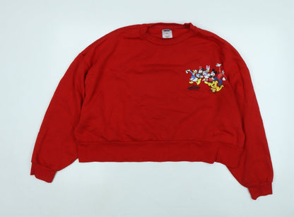 Preloved Disney Womens Red Polyester Pullover Sweatshirt Size M - Micky and Friends - Front