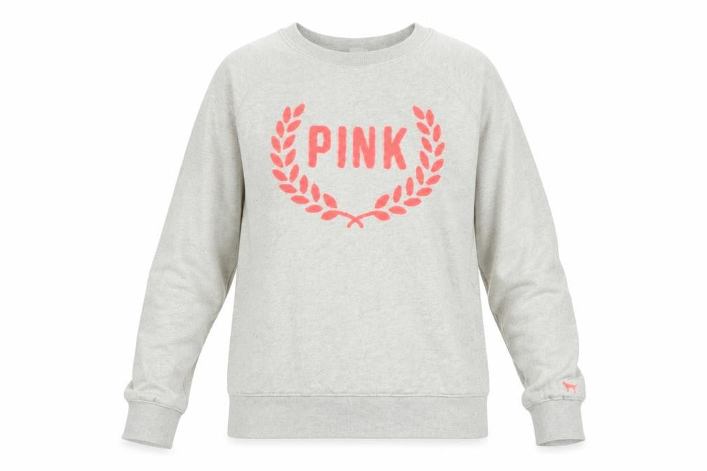 Victoria's Secret Womens Grey Polyester Pullover Sweatshirt Size S - PINK