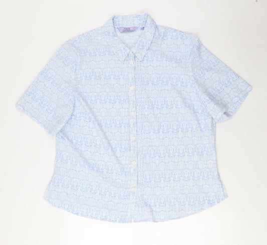 Honor Millburn Women's Blue Floral Button-Up Shirt