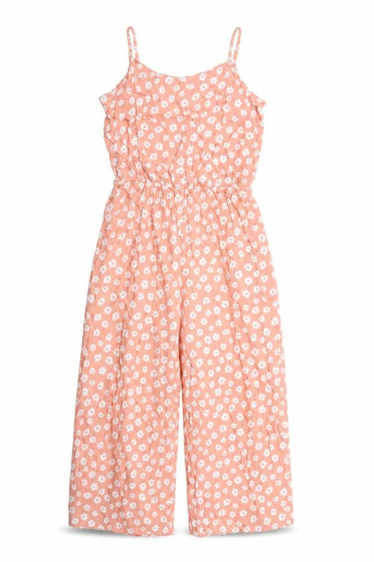 915 Girls Pink Floral 100% Viscose Jumpsuit One-Piece Size 15 Years L16 in