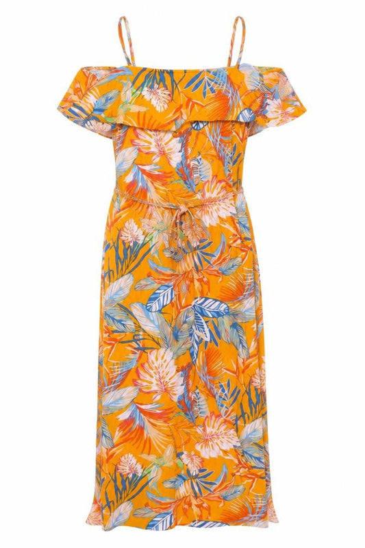 Oasis Womens Orange Floral Viscose Maxi Size 12 Off the Shoulder