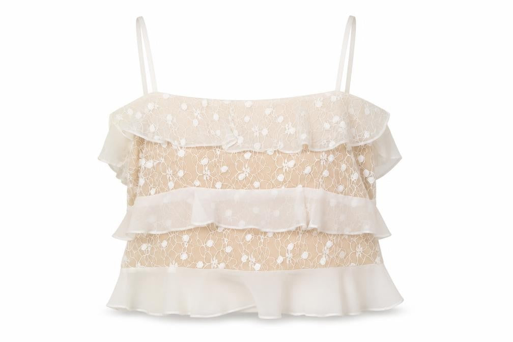 FOREVER 21 Womens Beige Polyester Camisole Blouse Size S Square Neck
