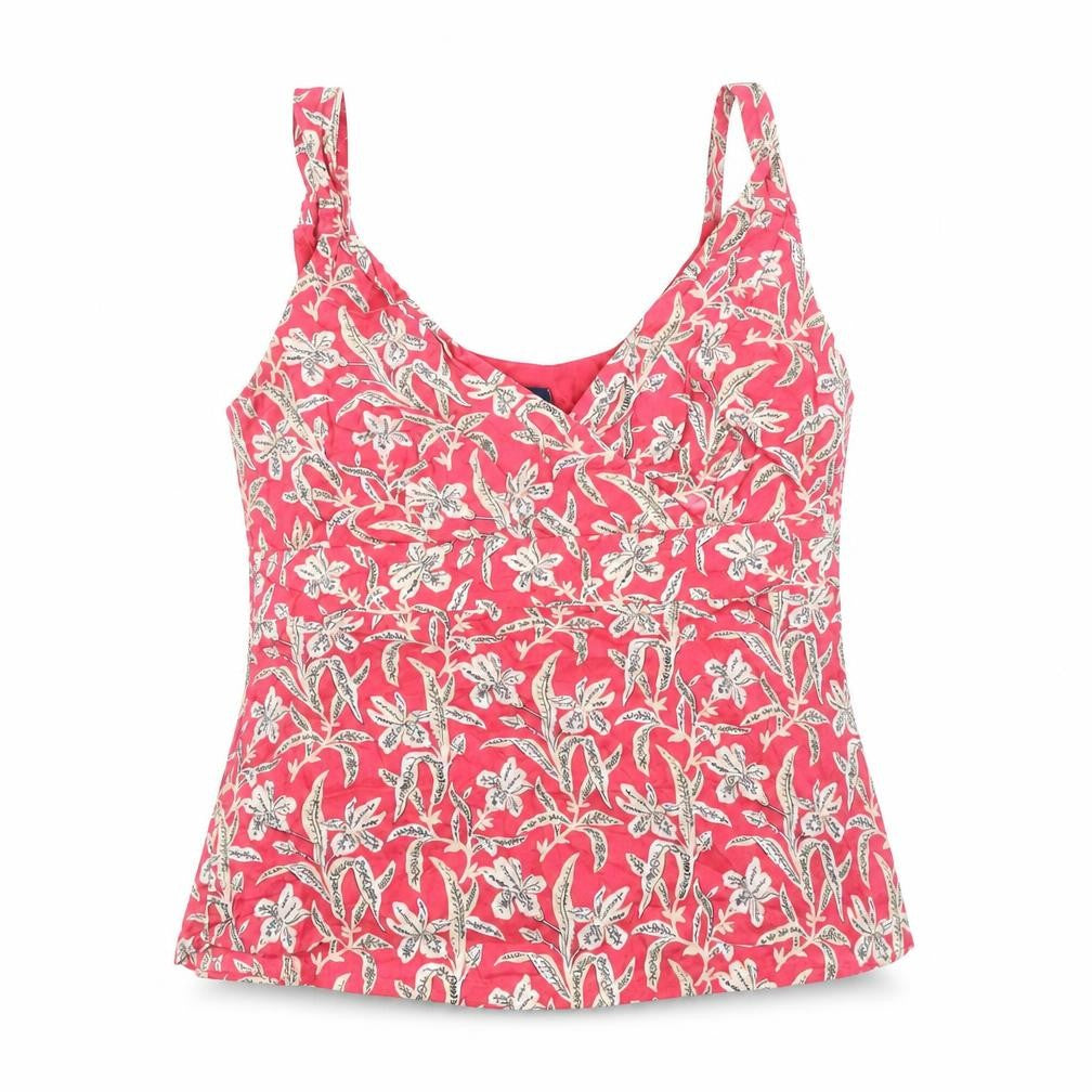 Gap Womens Pink Floral 100% Cotton Basic Blouse Size S V-Neck