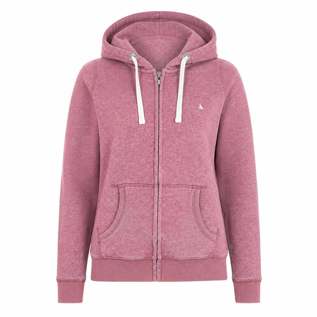Jack Wills Womens Pink Cotton Full Zip Hoodie Size 10 Zip