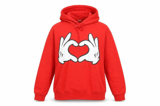 Disney Womens Red Polyester Blend Pullover Hoodie Size 10 Drawstring - Heart