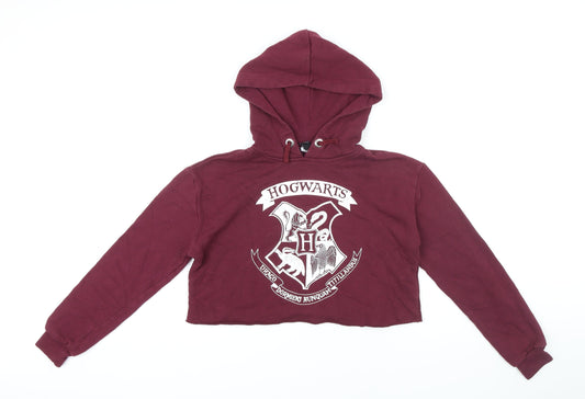 New Look Girls Red Polyester Pullover Hoodie Size 12-13 Years Drawstring - Hogwarts