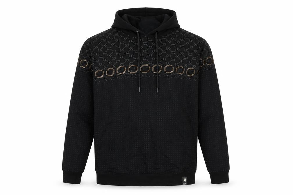 David & Gerenzo Mens Black Geometric Polyester Pullover Hoodie Size XL