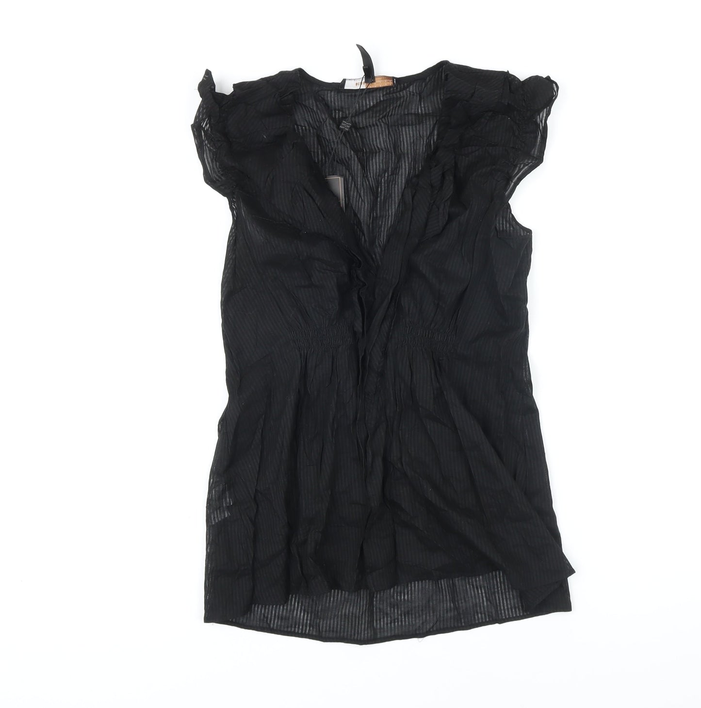 BCBGMAXAZRIA Womens Black 100% Cotton Tunic Blouse Size S V-Neck