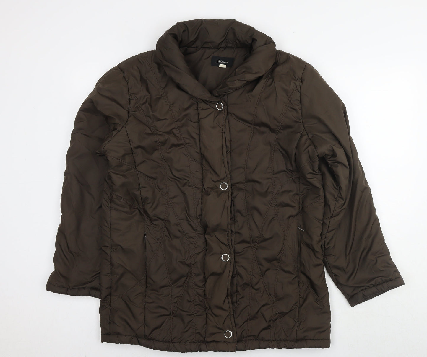 Elegance Womens Brown Quilted Jacket Size 16 Zip